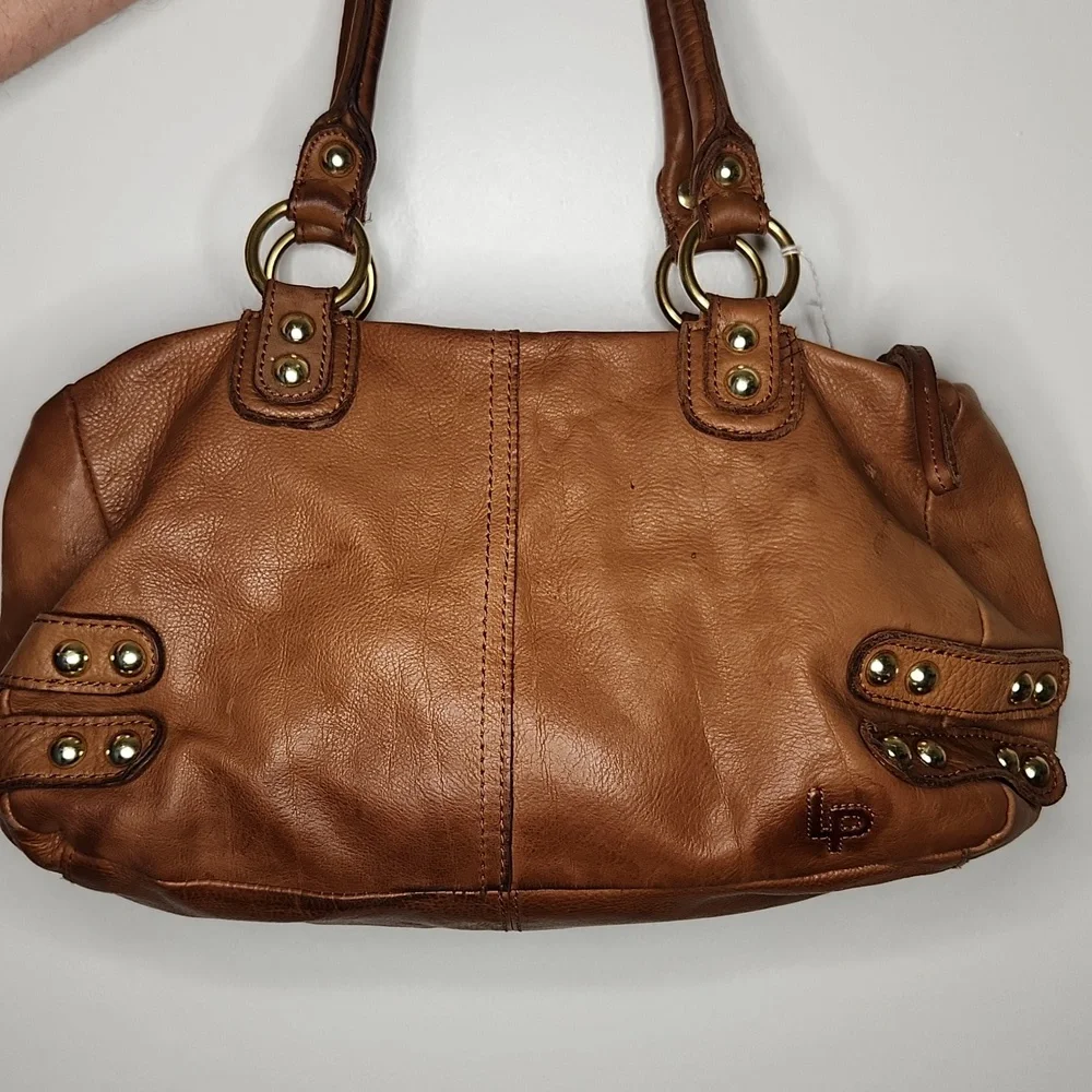 Linea Pelle Large Tan Leather Satchel - Picture 2 of 6